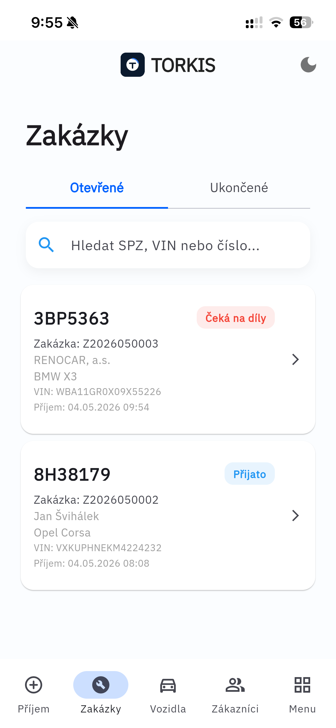 Screenshot zakázky